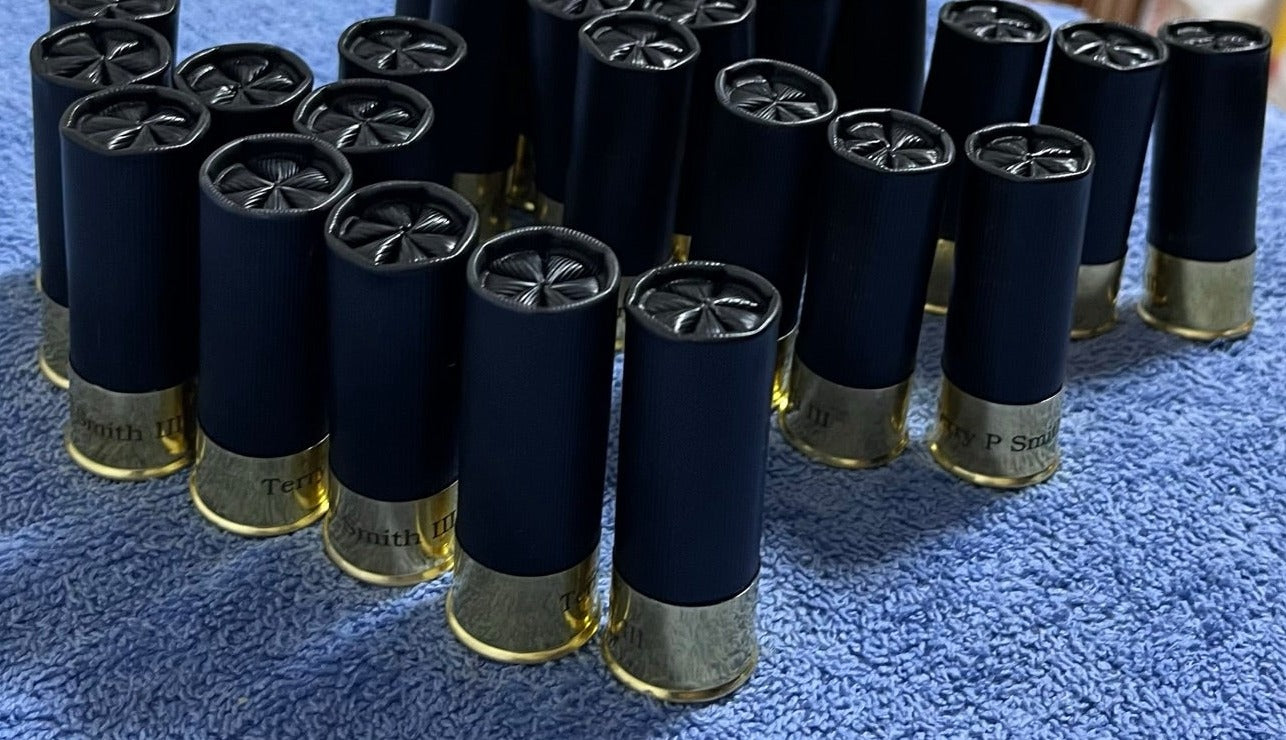 Engraved 24 Blank Black Clever Hand Polished Empty Shotgun Shells 12 Gauge No Markings On Hulls