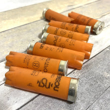 Load image into Gallery viewer, Orange with Silver Bottom 12 Gauge Shotgun Shells Empty 12GA Hulls
