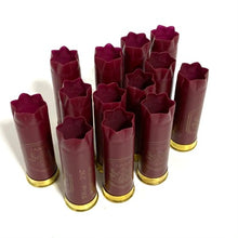 Load image into Gallery viewer, Star Crimped Red Burgundy Shotgun Shells Empty Hulls 
