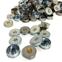 Load image into Gallery viewer, Silver Head Stamps Shotgun Shell 12 Gauge Silver End Caps Bottoms DIY Bullet Necklace Earring Jewelry Steampunk Crafts 42 Pcs FREE SHIPPING
