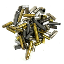 Load image into Gallery viewer, Mixed Spent Bullet Casings DIY Jewelry Steampunk Once Fired .22 9MM 223 AK47 45ACP 38SPL 357 7.62x39 308 30-06 Qty 60 Pcs
