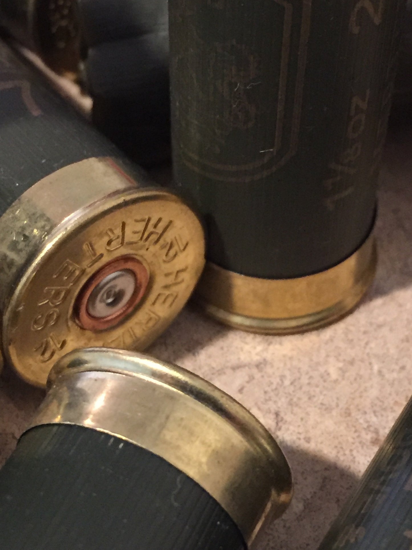 Green Used Empty Hulls With Gold Brass Bottoms