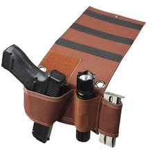 Load image into Gallery viewer, Brown Bedside Gun Holster Adjustable Under The Mattress Pistol Holder
