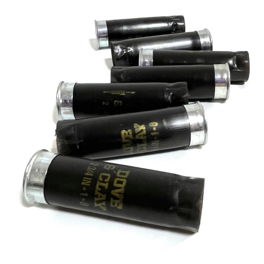 Black Browning Dove Clay Empty 12 Gauge Hulls In A Row