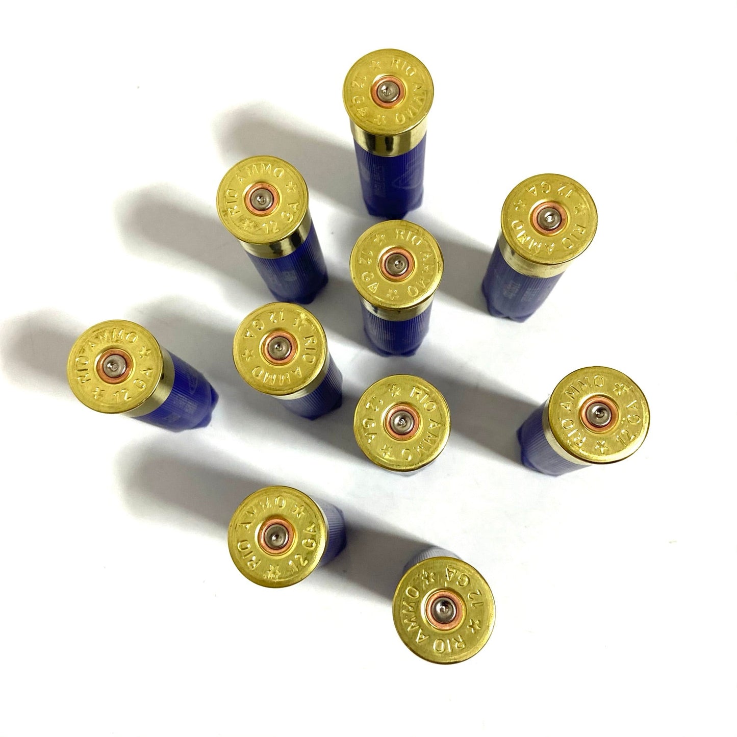Rio Ammo 12 Gauge Headstamps On Blue Shotgun Hulls