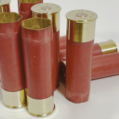 8 Blank Salmon Red Empty Shotgun Shells 12 Gauge No Markings On Hulls DIY Boutonniere Wedding Lapel Crafts