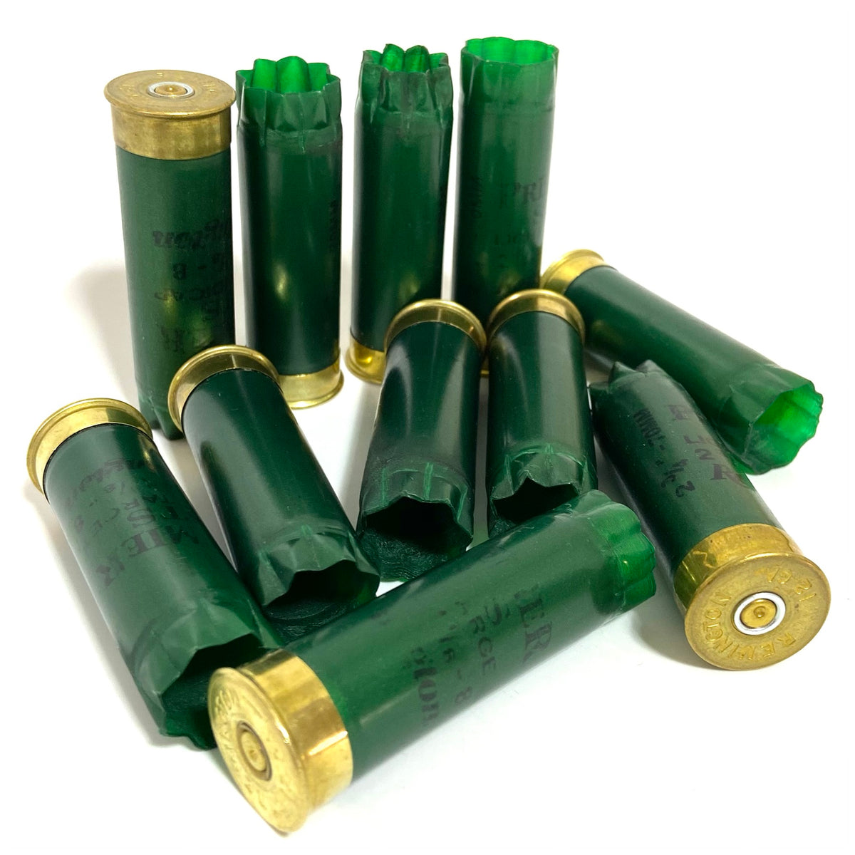 Remington Premier STS Dark Green 12 Gauge Hulls In A Pile