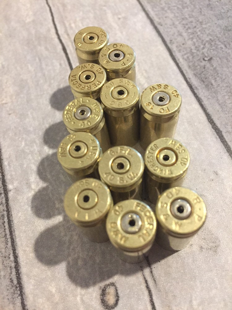 Drilled 40 Caliber Empty Spent Brass Shells