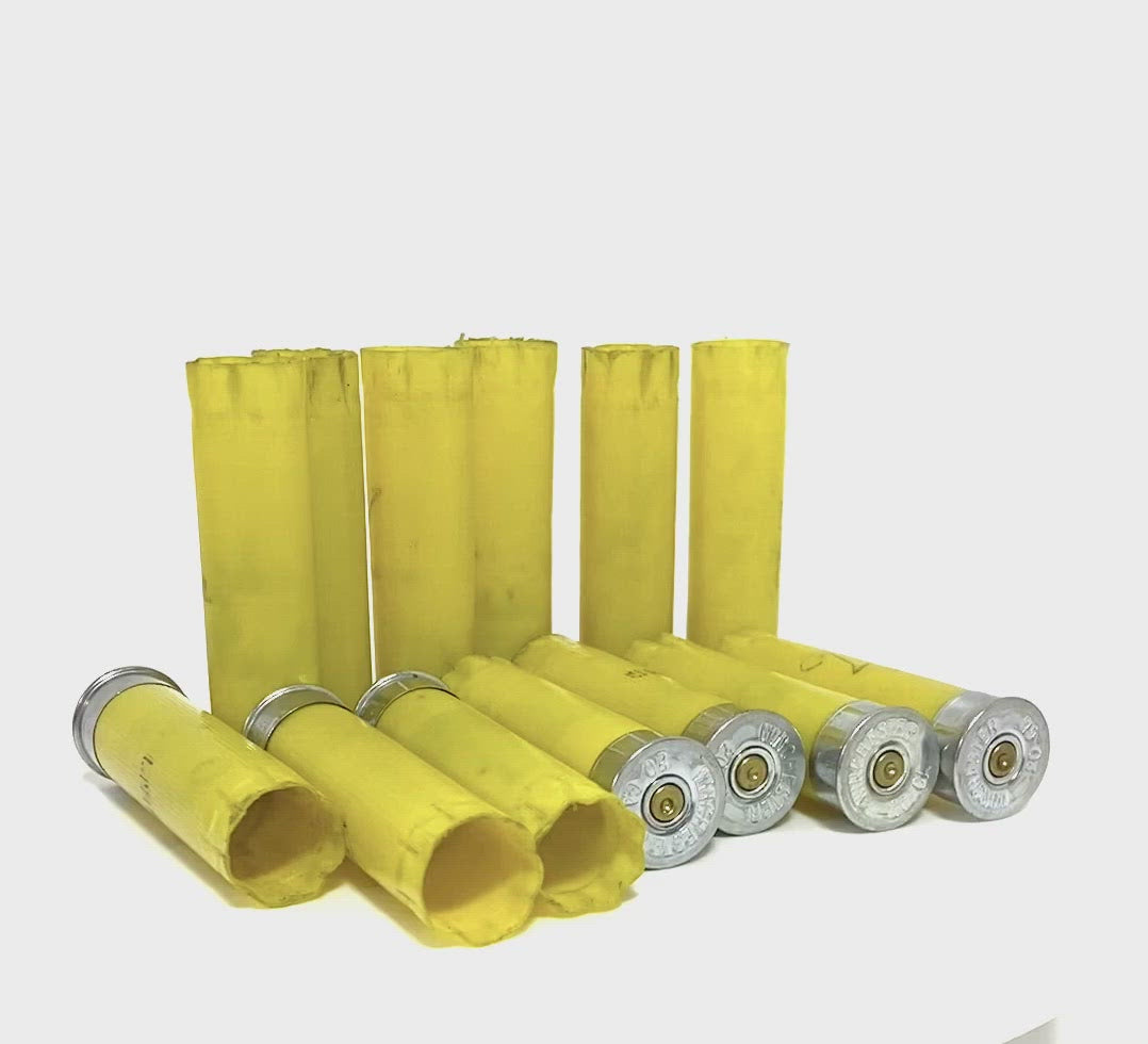 Empty Yellow Shotgun Shells 20 Gauge Hulls Fired 20GA Spent Shot Gun Cartridges DIY Ammo Crafting Qty 24 Pcs