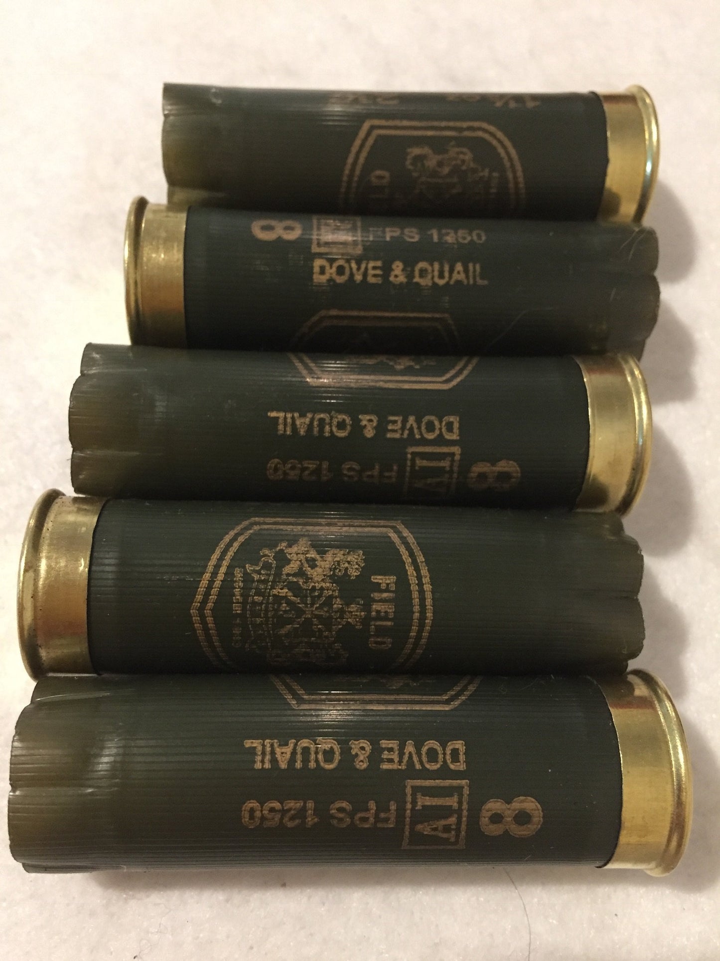 Dark Green Empty Used Shotgun Shells 12 Gauge