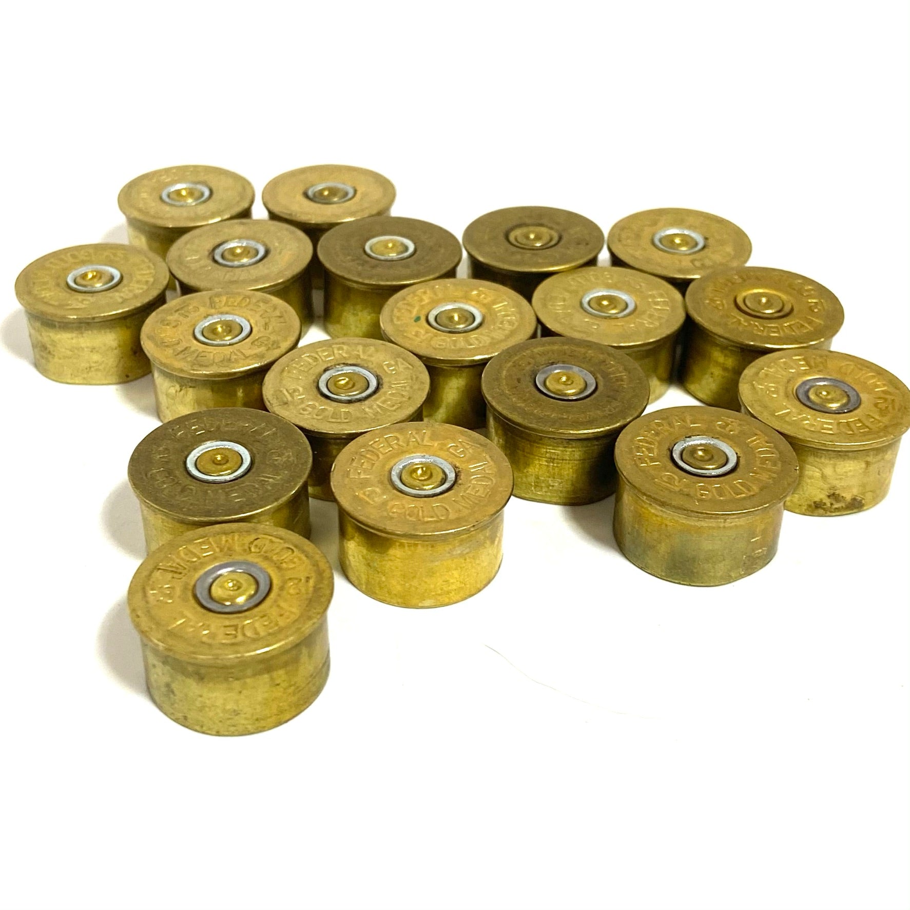 High brass Federal Gold Medal 12 gauge headstamps for crafting