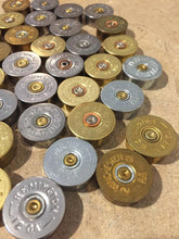 Load image into Gallery viewer, Gold Headstamps Shotgun Shell 12 Gauge Silver End Caps Brass Bottoms DIY Bullet Necklace Earring Jewelry Steampunk Crafts 42 Pcs | FREE SHIPPING
