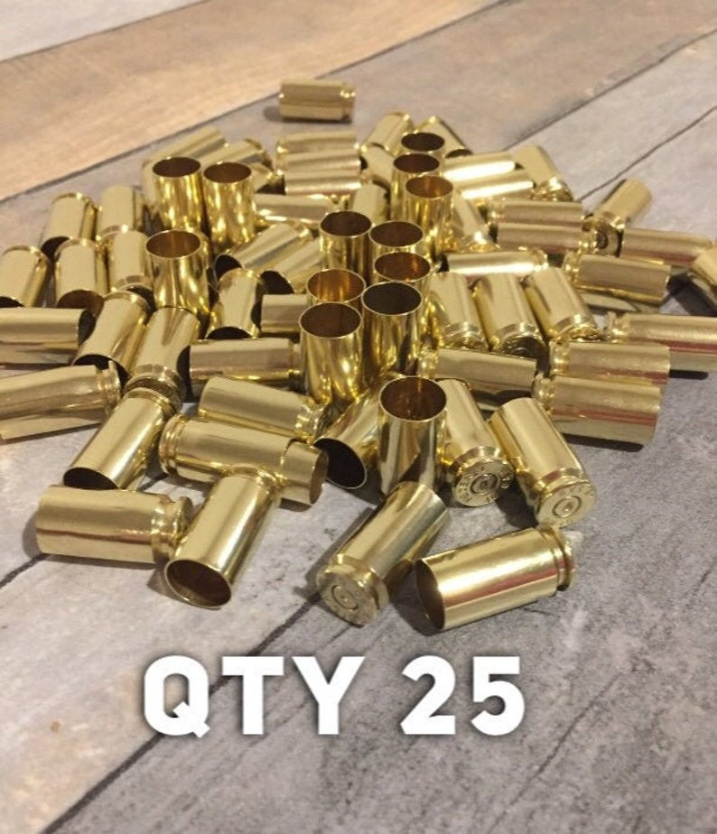 40 Caliber Smith and Wesson Empty Brass Shells Cleaned Polished Used Spent Bullet Casings Fired Ammo