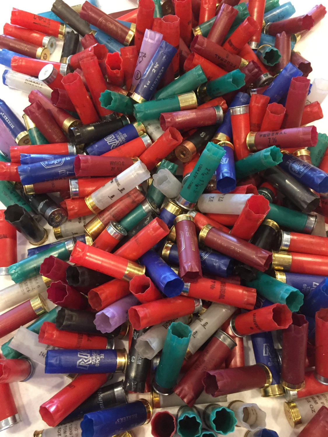 Empty Shotgun Shells Empty & Cleaned Casings - Empty Ammo Spent 12 Gauge Cartridge Shells White Red Blue Green Black