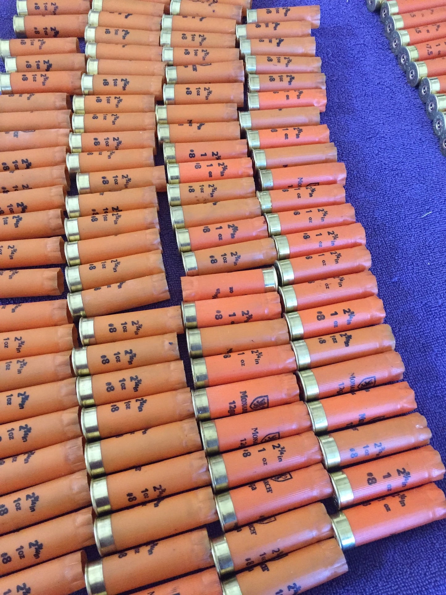 Empty Shotgun Shells Orange Hulls 12 Gauge Spent Once Fired 12GA Monarch Ammo Crafting Jewelry Boutonnieres Corsages Qty 22 Pcs