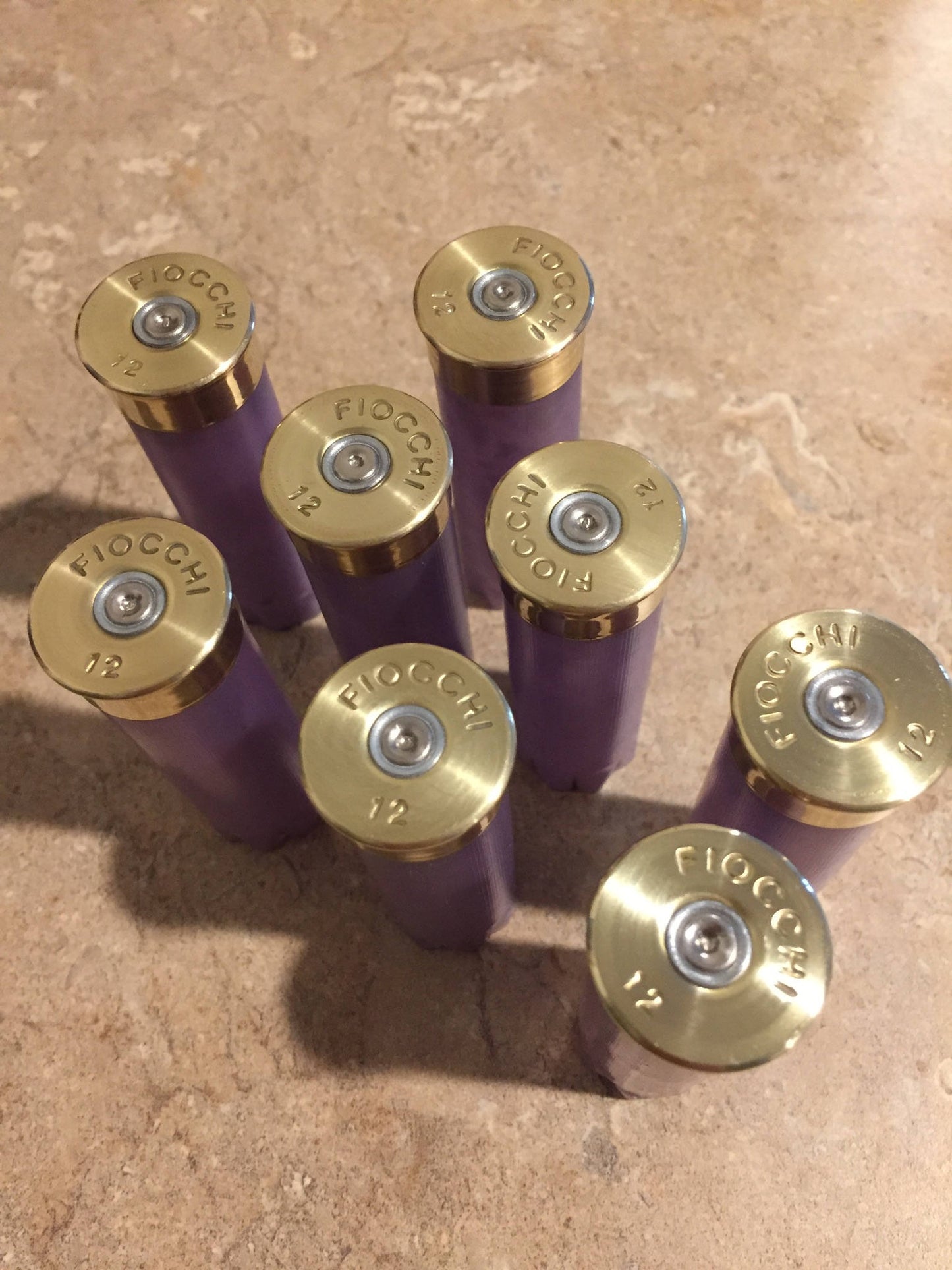 Violet Empty Shotgun Shells 12 Gauge Blank No Markings On Hulls Spent Shotshells Once Fired Used Ammo Casings DIY Boutonniere Crafts 8 pcs