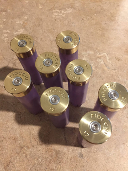 Violet Empty Shotgun Shells 12 Gauge Blank No Markings On Hulls Spent Shotshells Once Fired Used Ammo Casings DIY Boutonniere Crafts 8 pcs