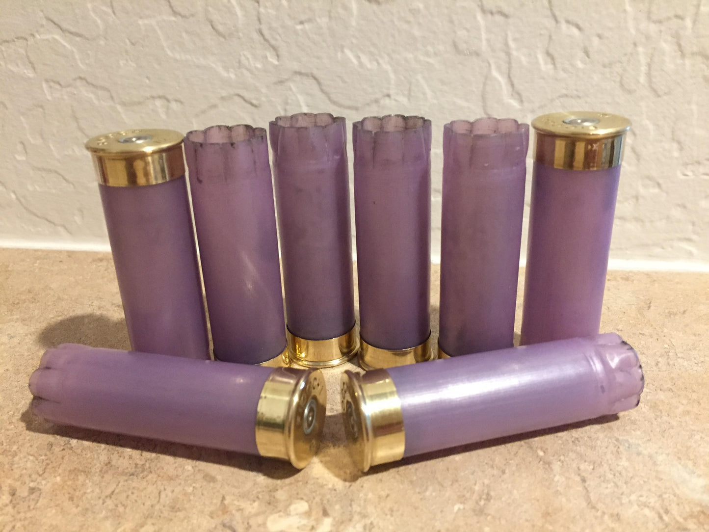 Violet Empty Shotgun Shells 12 Gauge Blank No Markings On Hulls Spent Shotshells Once Fired Used Ammo Casings DIY Boutonniere Crafts 8 pcs