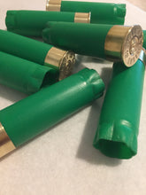 Load image into Gallery viewer, GREEN Shotgun Shells Empty 12 Gauge 12ga No Markings On Hulls Spent Shotshells Once Fired Used Casings DIY Boutonniere Ammo Crafts 8 Pcs
