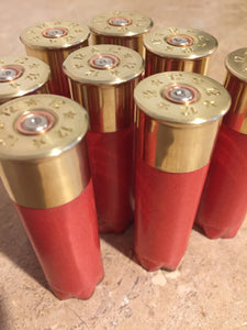8 Blank Salmon Red Empty Shotgun Shells 12 Gauge No Markings On Hulls DIY Boutonniere Wedding Lapel Crafts