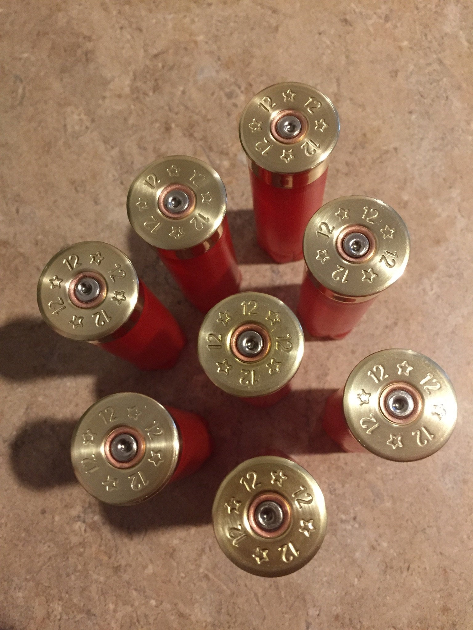 8 Blank RED Empty Shotgun Shells 12 Gauge No Markings On Hulls