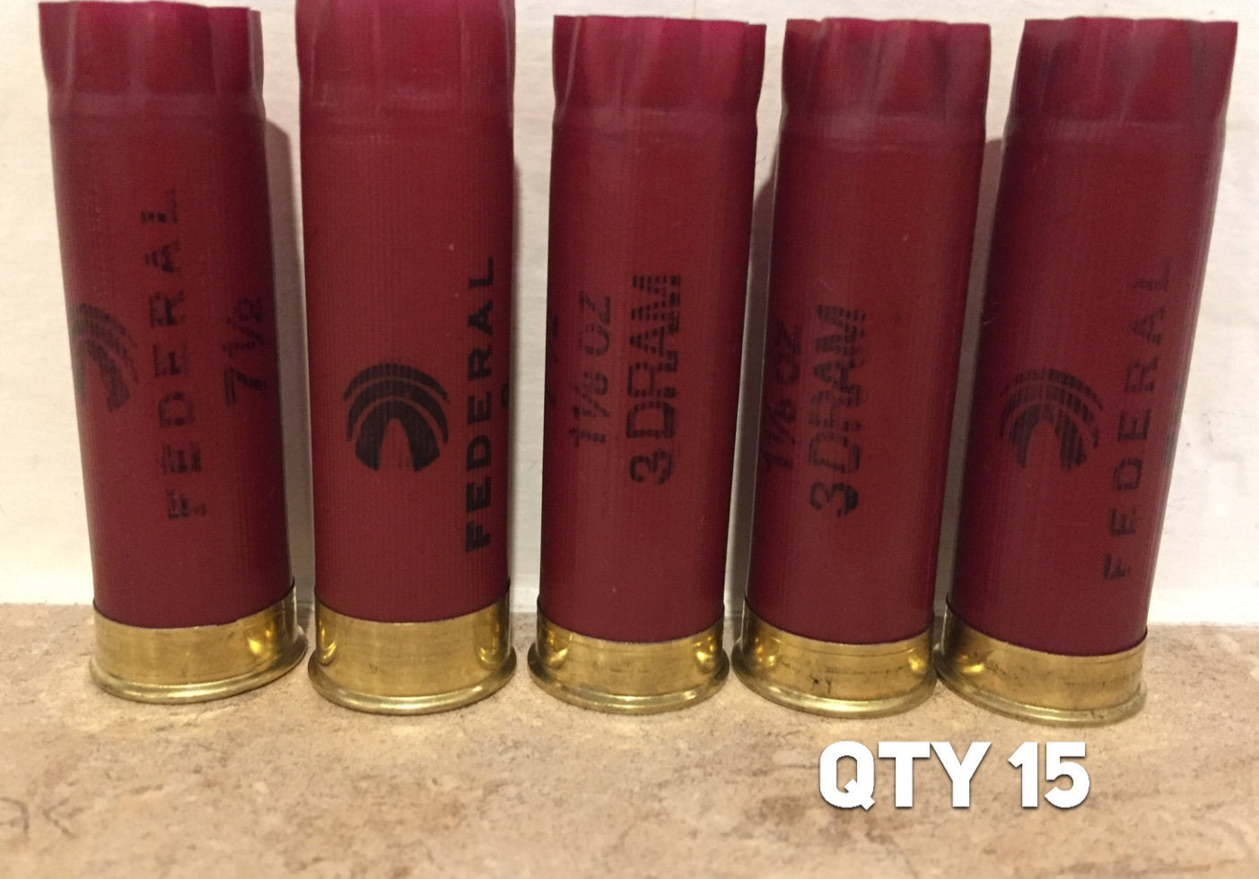 Dark Red Burgundy Empty 12 Gauge Shot Gun Shells Used Casings Fired Hulls Spent Cartridges Federal Maroon 15 Pcs - Free Shipping