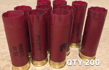 Empty Shotgun Shells 12GA Spent Burgundy 12 Gauge Maroon Shot Gun Hulls Ammo Fired Cartridge Dark Red Federal 200 Pcs - Free Shipping