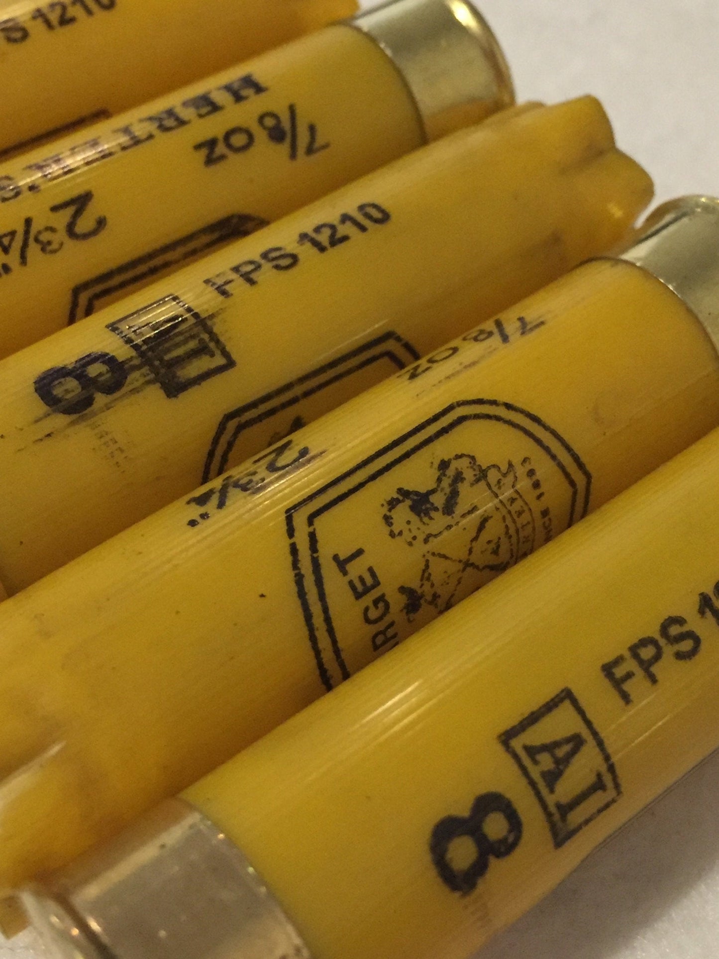 Yellow Empty Shotgun Shells 20 Gauge Golden Yellow Hulls Once Fired Herters Cartridges Qty 10 Pcs - FREE SHIPPING