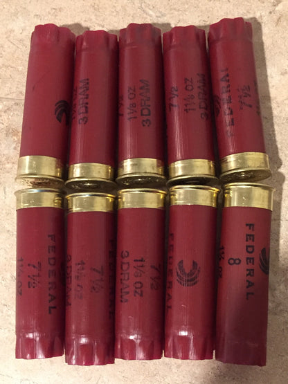 Dark Red Burgundy Empty 12 Gauge Shot Gun Shells Used Casings Fired Hulls Spent Cartridges Federal Maroon 15 Pcs - Free Shipping