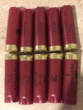Load image into Gallery viewer, Dark Red Burgundy Empty 12 Gauge Shot Gun Shells Used Casings Fired Hulls Spent Cartridges Federal Maroon 15 Pcs - Free Shipping

