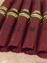 Load image into Gallery viewer, Dark Red Burgundy Empty 12 Gauge Shot Gun Shells Used Casings Fired Hulls Spent Cartridges Federal Maroon 15 Pcs - Free Shipping
