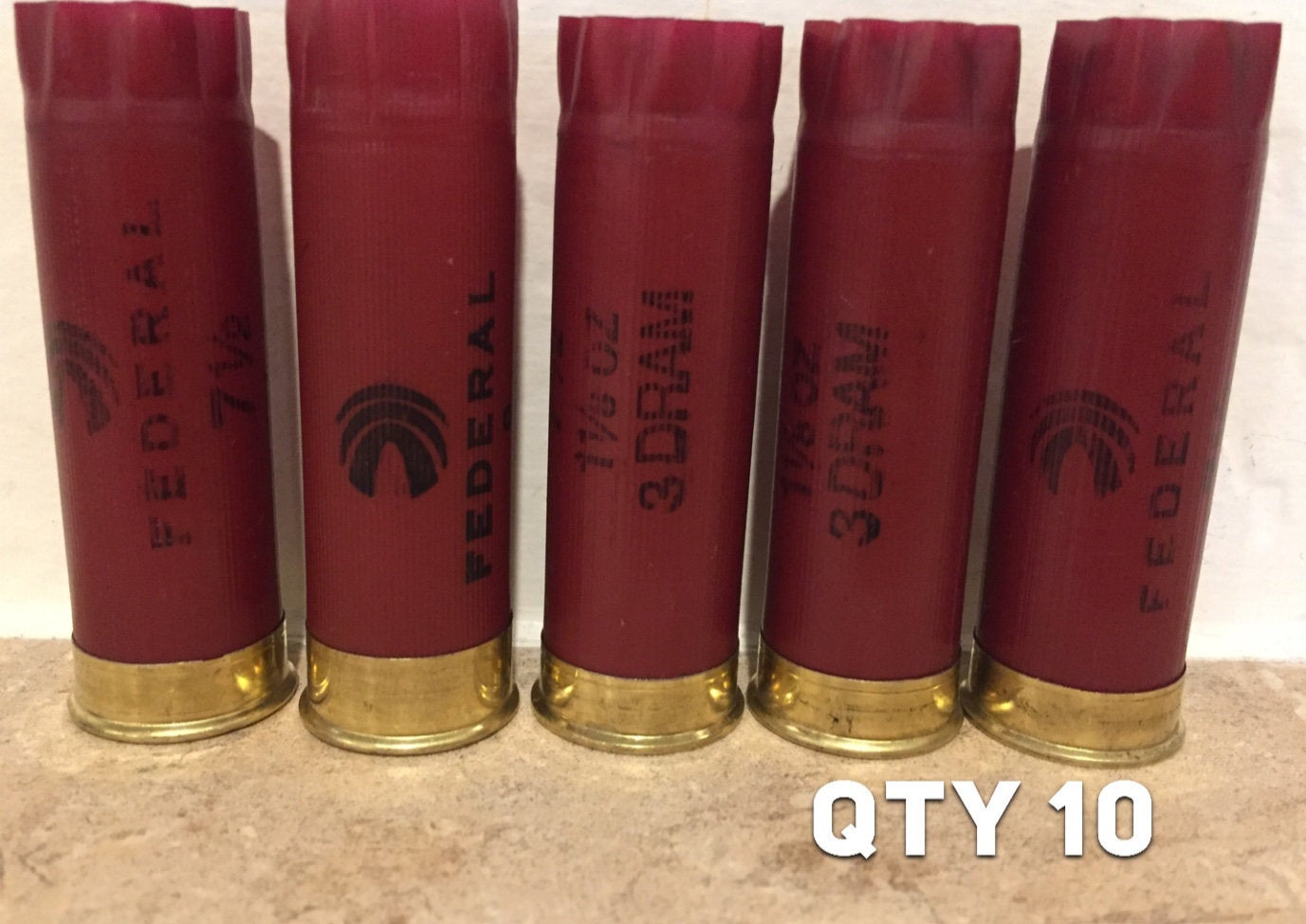 Dark Red Burgundy Empty 12 Gauge Shotgun Shells Used Casings Fired Hulls Spent Cartridges Federal Maroon 10 Pcs - FREE SHIPPING