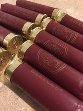Load image into Gallery viewer, Dark Red Burgundy  Shotgun Shells for DIY Boutonnieres Empty 12 Gauge ShotShells Used 12GA Shot Gun Maroon Hulls 20 Pcs | FREE SHIPPING
