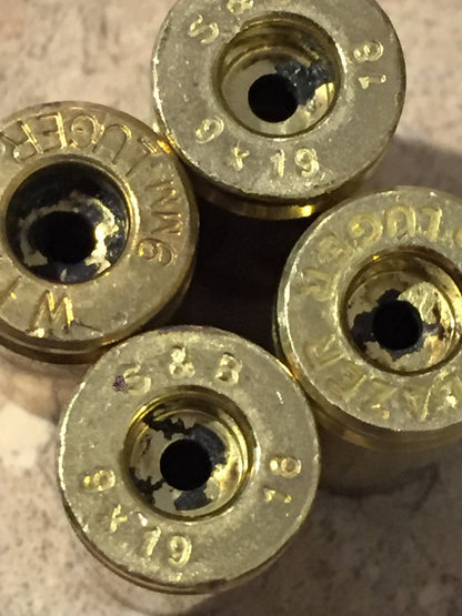 9MM Brass Deprimed Empty Shells Used Spent Casings 9X19 DIY Bullet Jewelry Craft Supplies Qty 10 Pcs - FREE SHIPPING