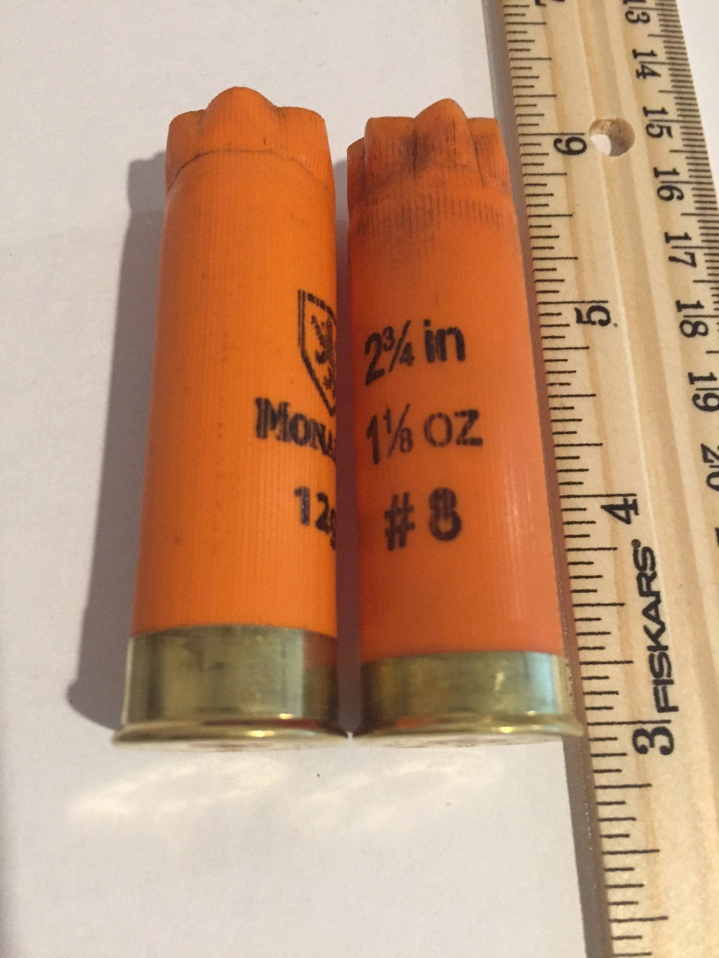 Empty Shotgun Shells Orange Hulls 12 Gauge Spent Once Fired 12GA Monarch Ammo Crafting Jewelry Boutonnieres Corsages Qty 22 Pcs