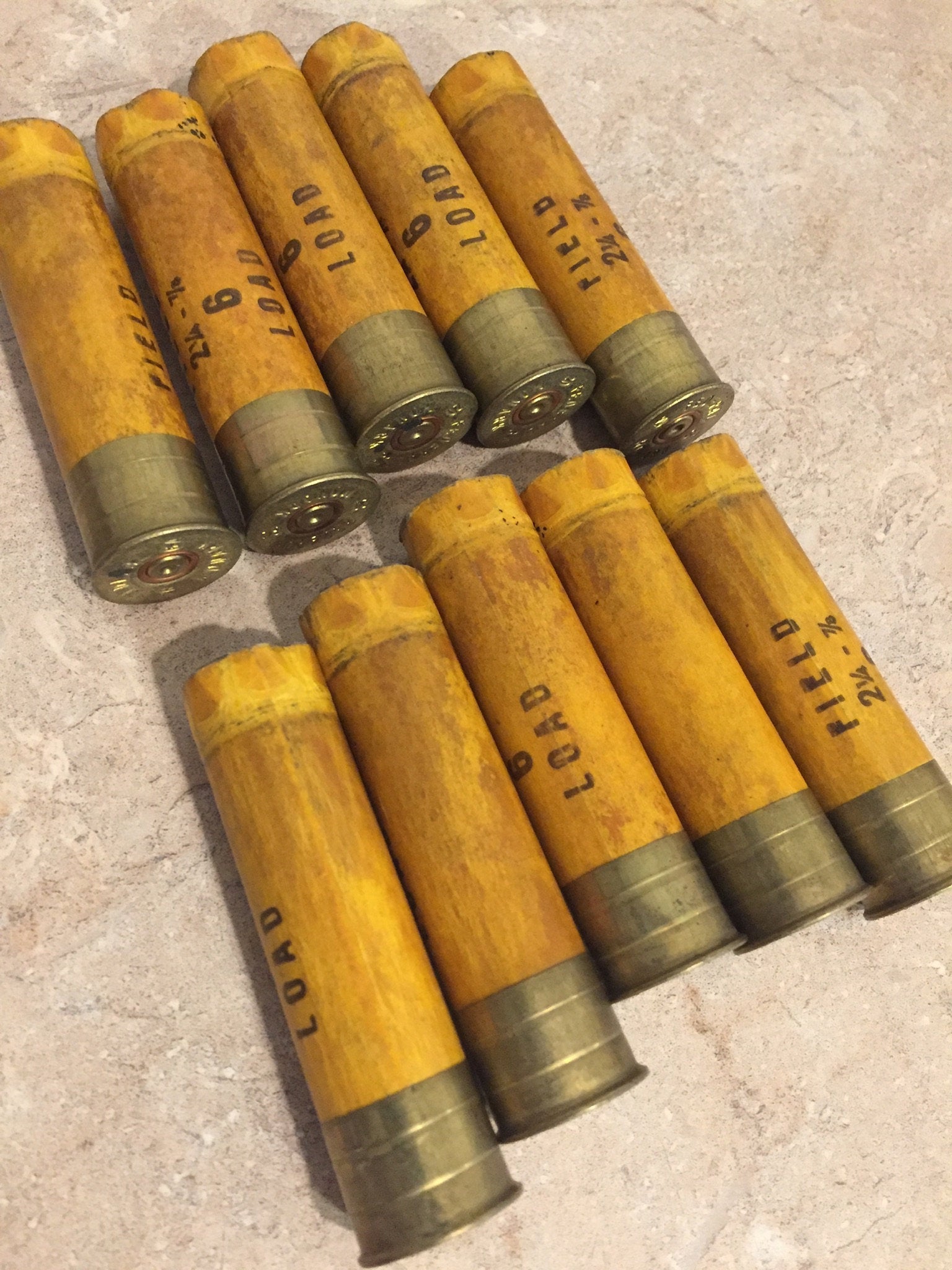 Orange Yellow 20 Gauge Shotgun Shells Empty 20GA Vintage Rustic