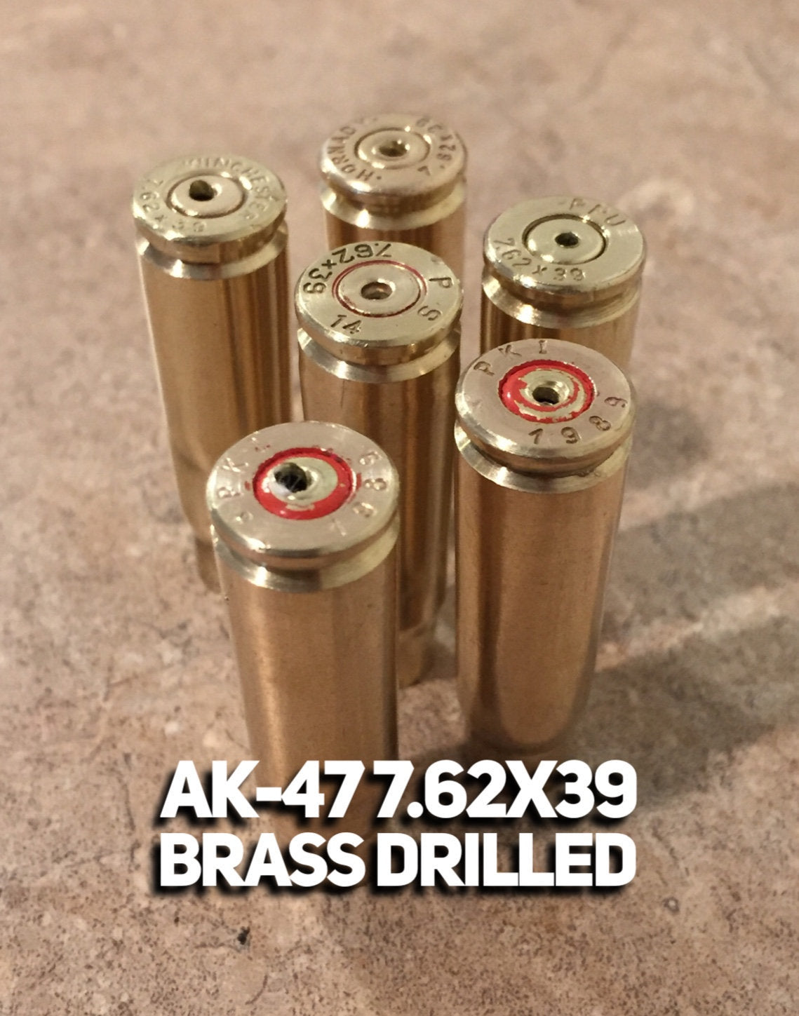 AK-47 Brass Shells Drilled 7.63x39 Empty Used Spent Casings DIY Bullet Crafts Ammo Jewelry Qty 5