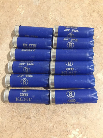 Kent Blue Empty Shotgun Shells 12 Gauge Shotshells Spent Navy Blue 12GA Hulls Cartridges Used Fired Casings Shot Gun Shells Qty 12 | FREE SHIPPING