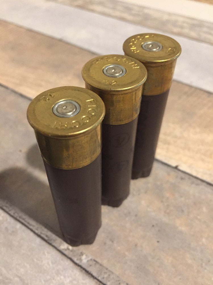 Brown Empty 12 Gauge Shotgun Shells Used 12GA Casings Fired Hulls Spent Cartridges Fiocchi 10 Pcs