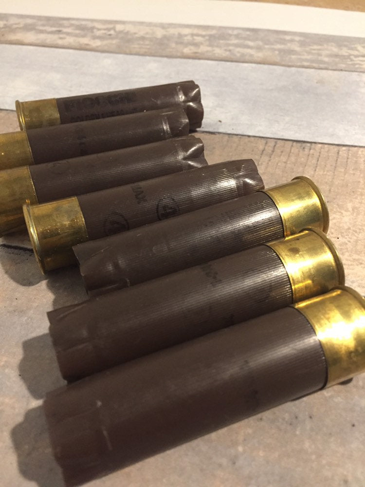 Brown Empty 12 Gauge Shotgun Shells Used 12GA Casings Fired Hulls Spent Cartridges Fiocchi 10 Pcs