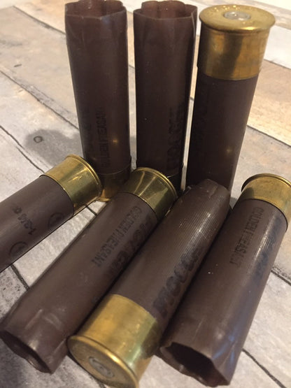 Brown Empty 12 Gauge Shotgun Shells Used 12GA Casings Fired Hulls Spent Cartridges Fiocchi 10 Pcs