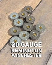 Load image into Gallery viewer, Shotgun Shell 20 Gauge Silver Headstamps Winchester Remington End Caps 20GA Brass Bottoms DIY Bullet Necklace Earring Steampunk 10 Pcs
