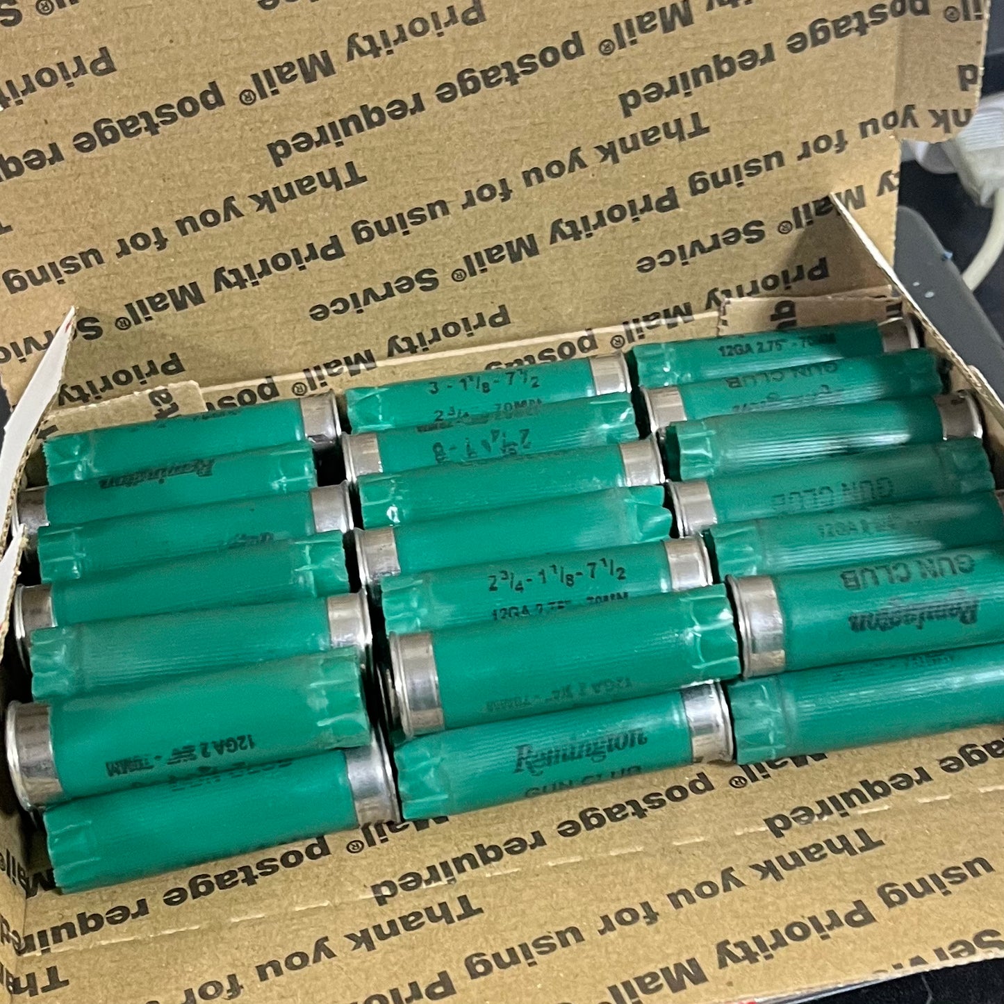 Remington Gun Club Green Empty Shotgun Shells 12 Gauge Shotshells Spent Used Cartridges Fired Casings 12 GA Shot Gun Hulls | Qty 15