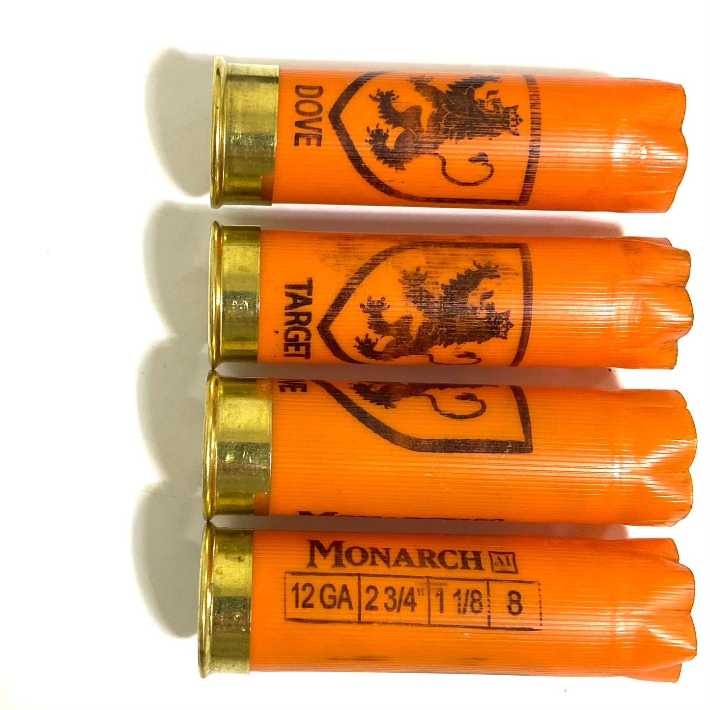 Orange Monarch Empty Shotgun Shells 12GA Hulls Once Fired 12 Gauge Spent Shotshell Cartridges DIY Ammo Crafts 12 Pcs - FREE SHIPPING