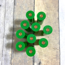 Load image into Gallery viewer, Lime Green Shotgun Shells 12 Gauge Spent Hulls Fired 12GA Headstamps
