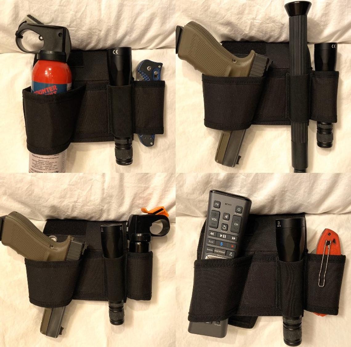 Knife Flashlight Pepper Spray Holder Under Mattress