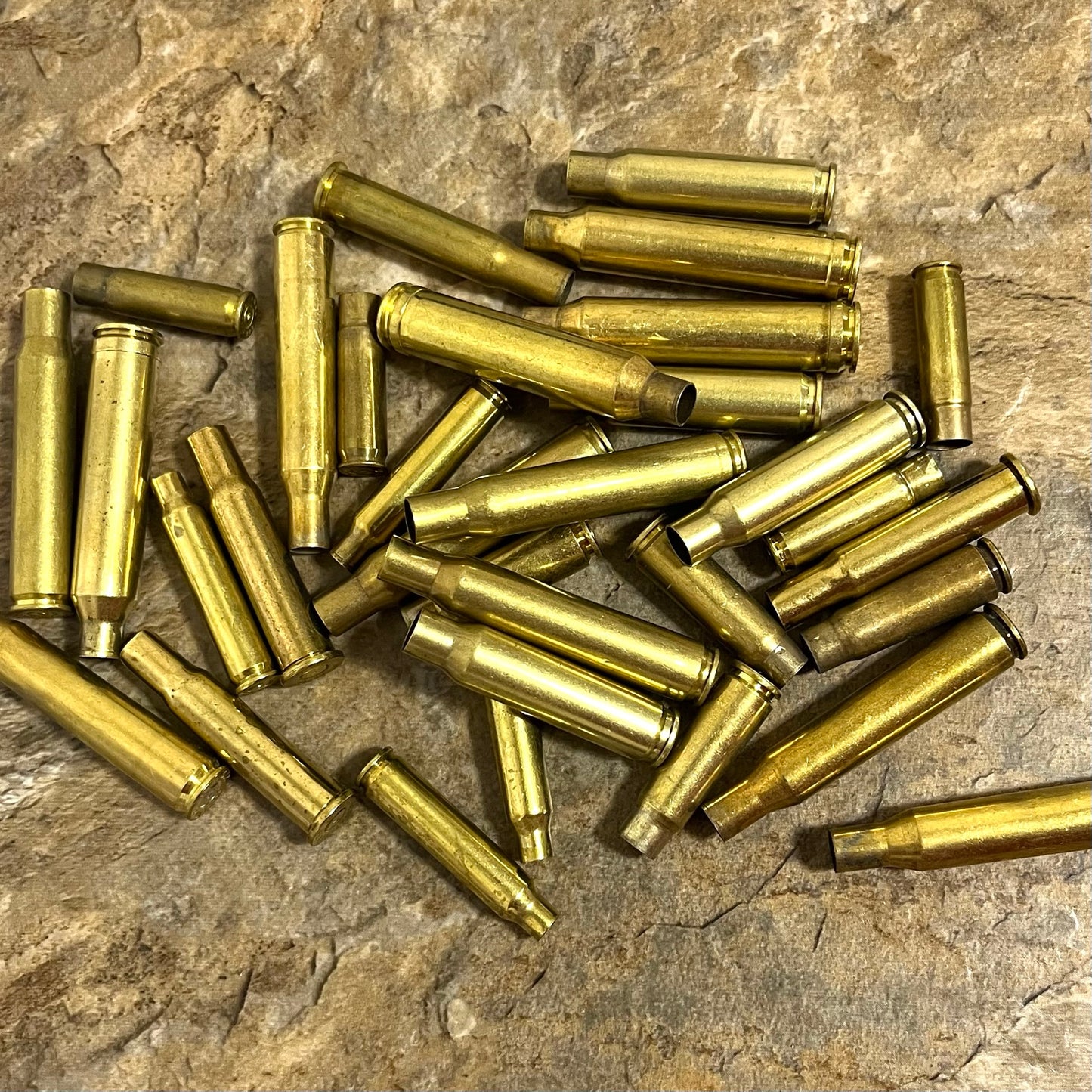 Mixed Rifle Brass Casings — 8 Calibers, Once-Fired (Qty 32)
