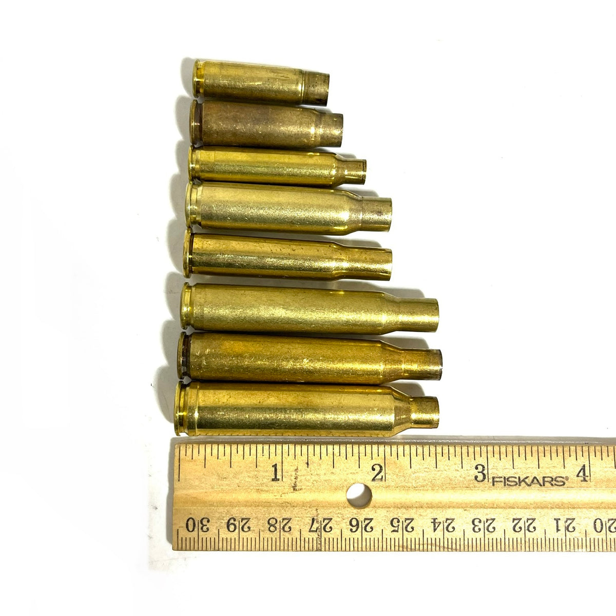 Mixed Rifle Brass Casings — 8 Calibers, Once-Fired (Qty 32)