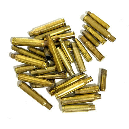 Mixed Rifle Brass Casings — 8 Calibers, Once-Fired (Qty 32)