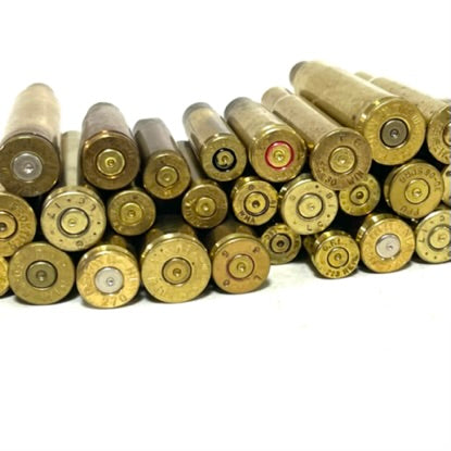 Mixed Rifle Brass Casings — 8 Calibers, Once-Fired (Qty 32)